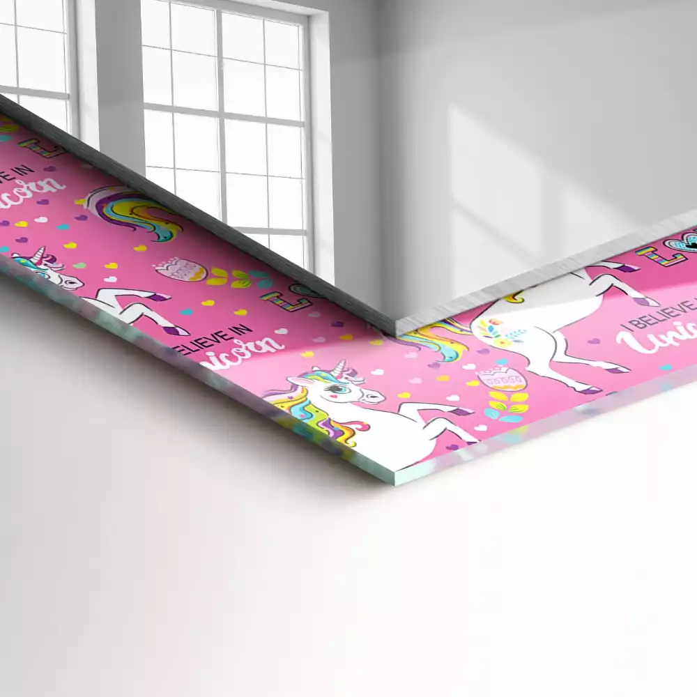 Rechteckiger spiegel Einhörner Regenbogen Herzen