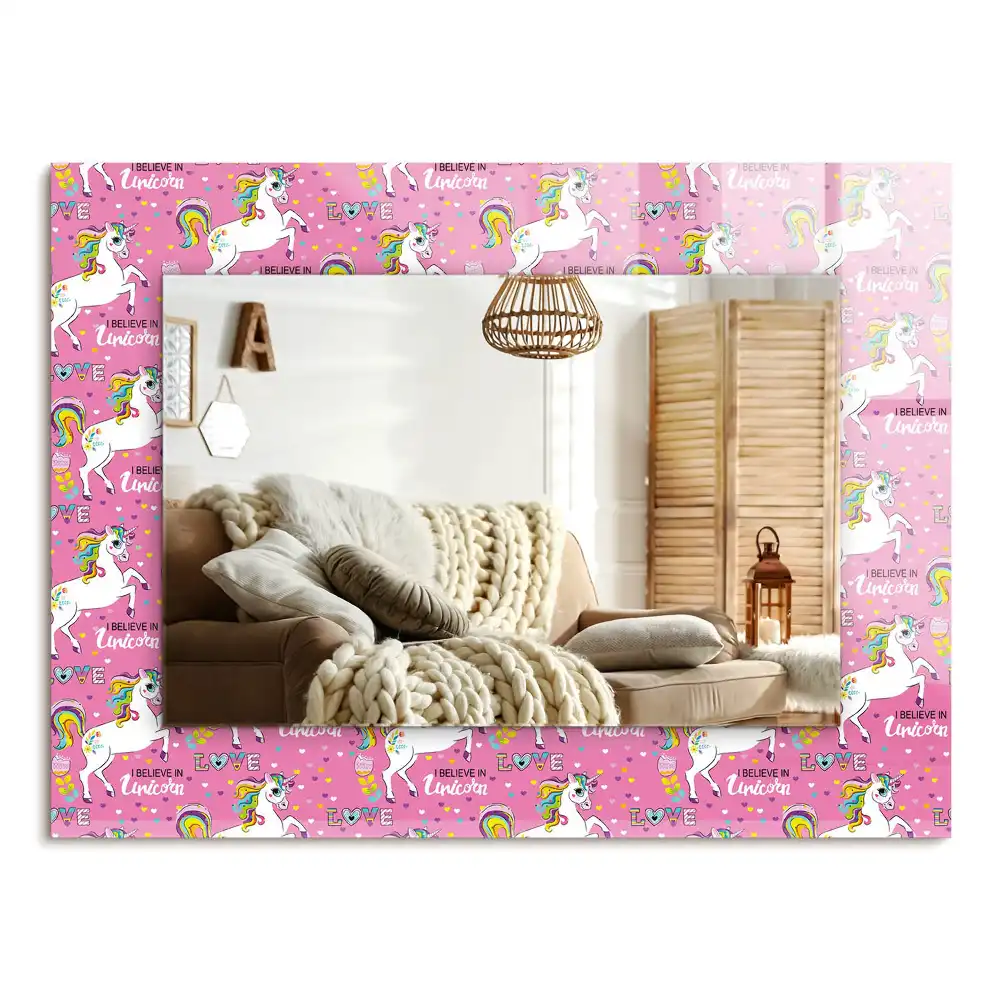 Rechteckiger spiegel Einhörner Regenbogen Herzen