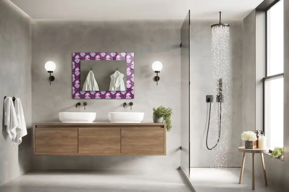 Rechteckiger dekorativer spiegel Einhörner Sterne Schriftzug