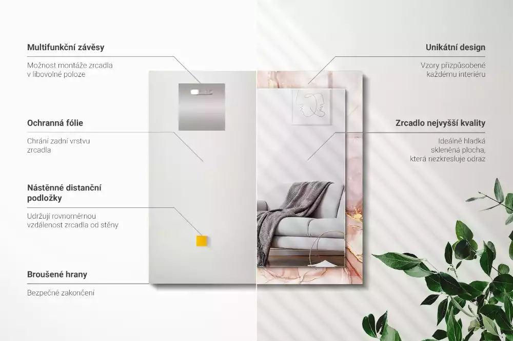 Spiegel mit rechteckigem aufdruck Abstrakte Aquarellkunst