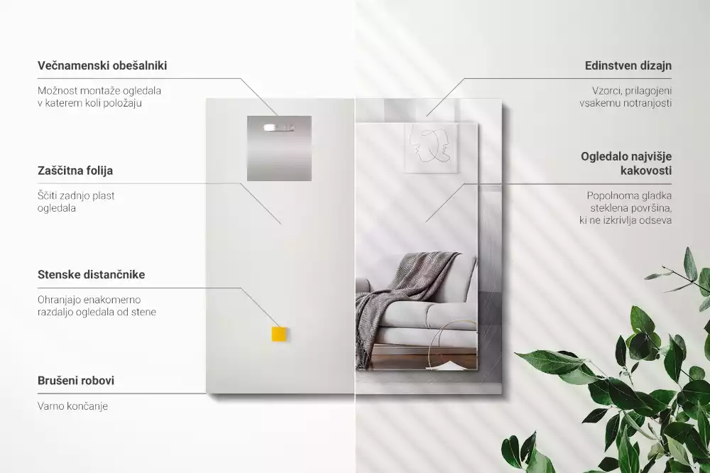 Rechteckiger spiegel Metallische kreisrunde Oberfläche