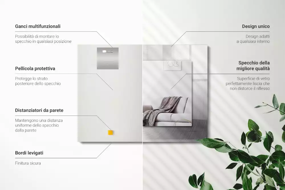 Rechteckiger spiegel Metallische kreisrunde Oberfläche