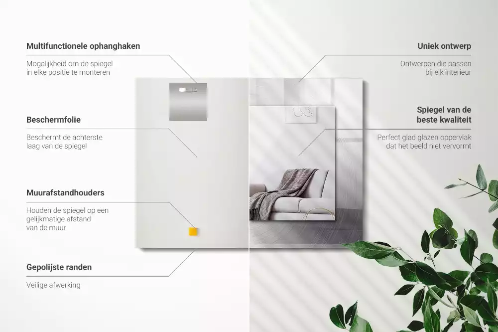 Rechteckiger spiegel Metallische kreisrunde Oberfläche