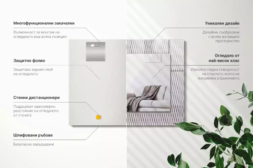 Rechteckiger dekorativer spiegel Textilstoffmuster