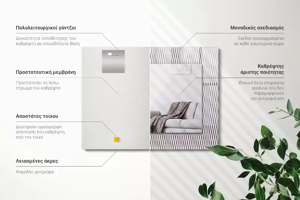 Rechteckiger dekorativer spiegel Textilstoffmuster