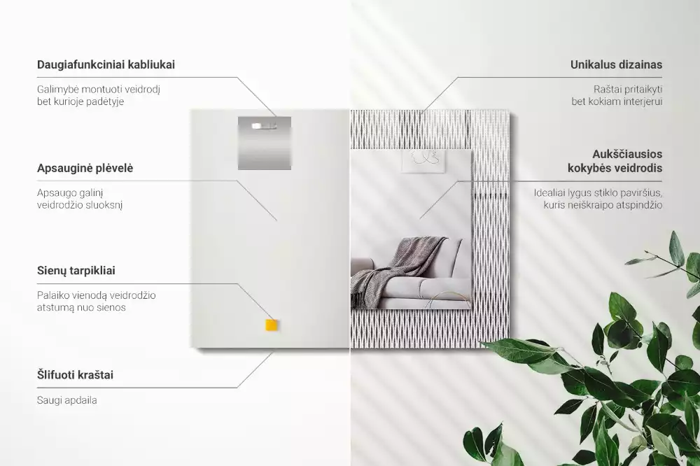 Rechteckiger dekorativer spiegel Textilstoffmuster