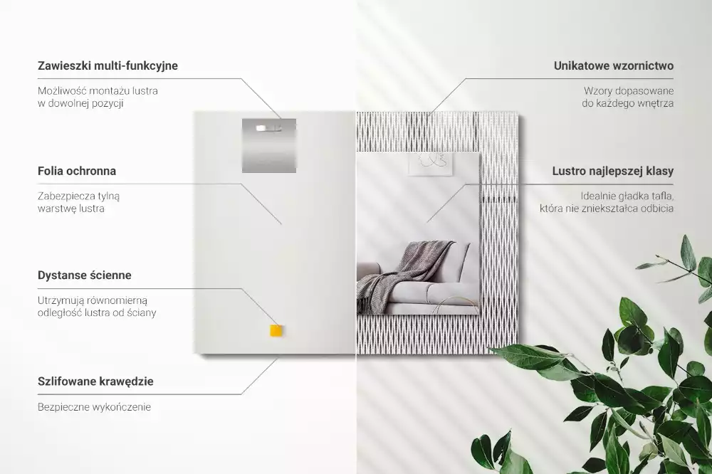 Rechteckiger dekorativer spiegel Textilstoffmuster