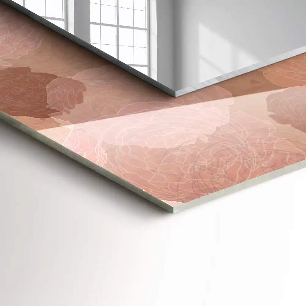 Spiegel mit rechteckigem aufdruck Pfingstrosenblüten