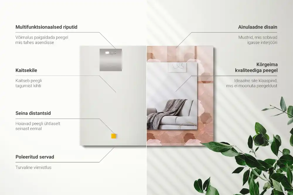 Spiegel mit rechteckigem aufdruck Pfingstrosenblüten