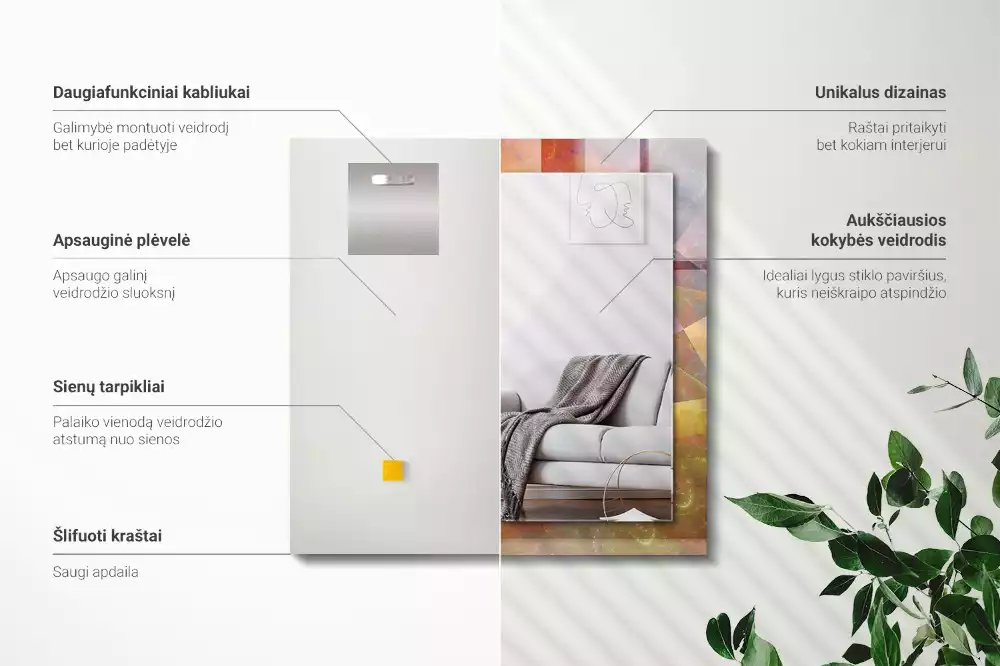 Rechteckiger dekorativer spiegel Farbige Fraktalspirale