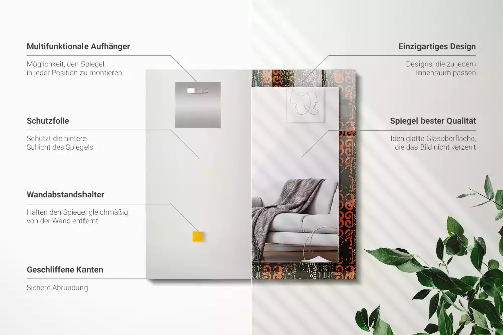 Spiegel mit rechteckigem aufdruck Ethnisches Ornamentmuster