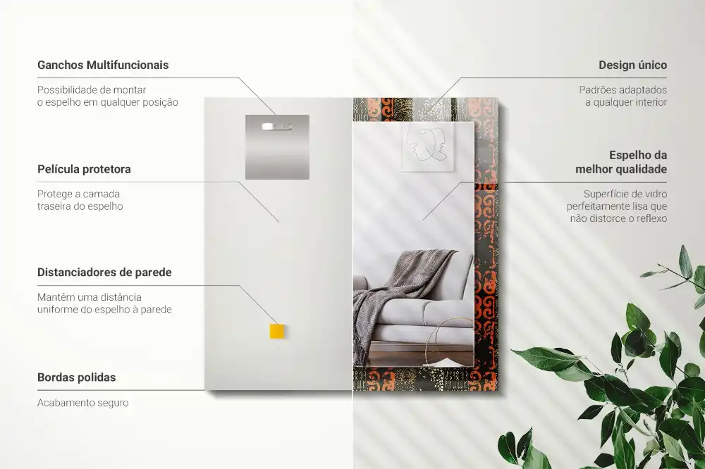 Spiegel mit rechteckigem aufdruck Ethnisches Ornamentmuster