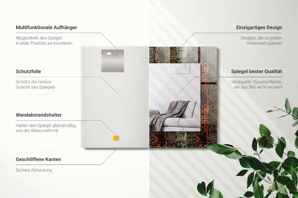 Spiegel mit rechteckigem aufdruck Ethnisches Ornamentmuster