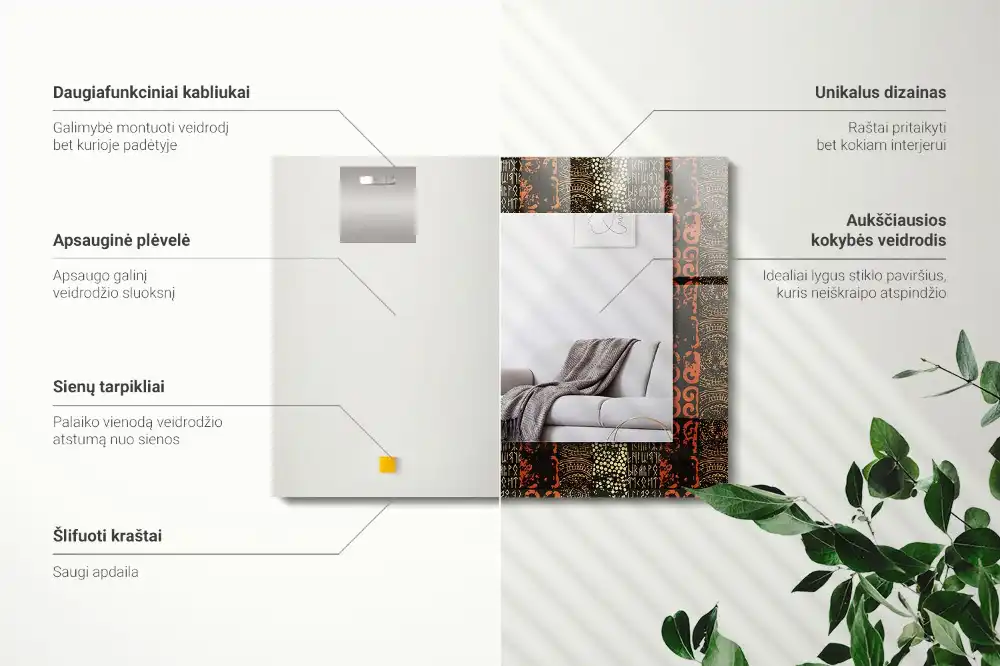 Spiegel mit rechteckigem aufdruck Ethnisches Ornamentmuster