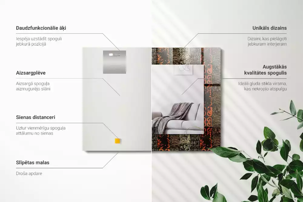 Spiegel mit rechteckigem aufdruck Ethnisches Ornamentmuster