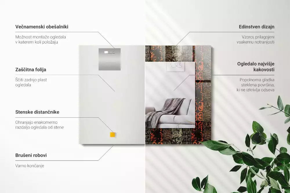 Spiegel mit rechteckigem aufdruck Ethnisches Ornamentmuster