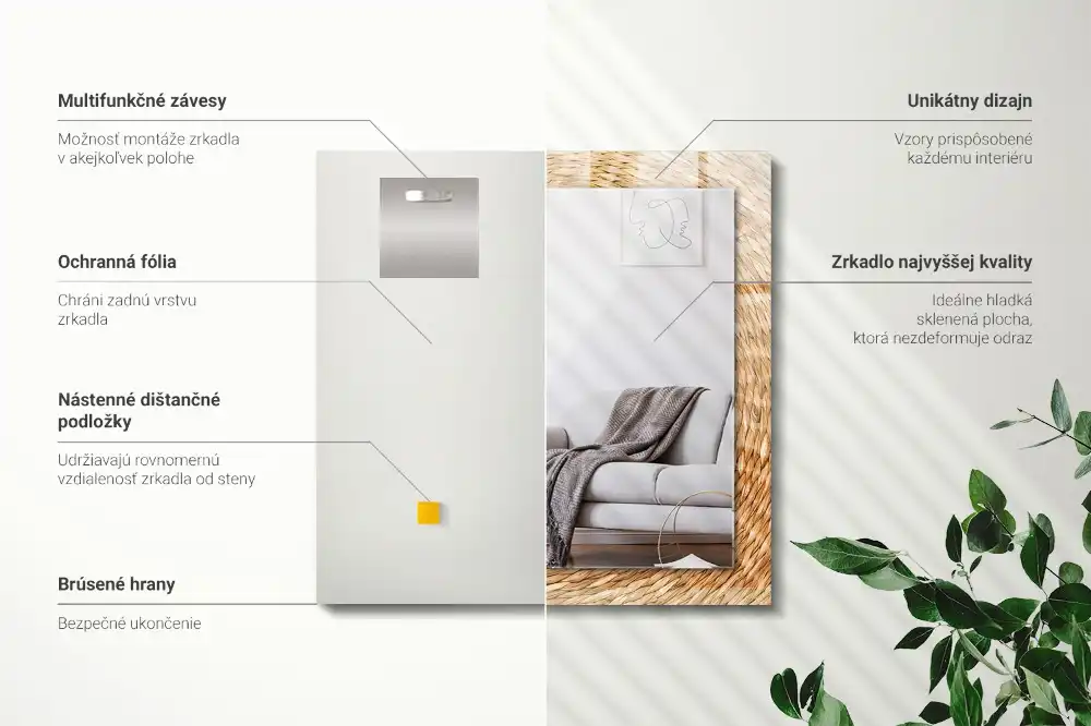 Rechteckiger dekorativer spiegel Weidengeflecht