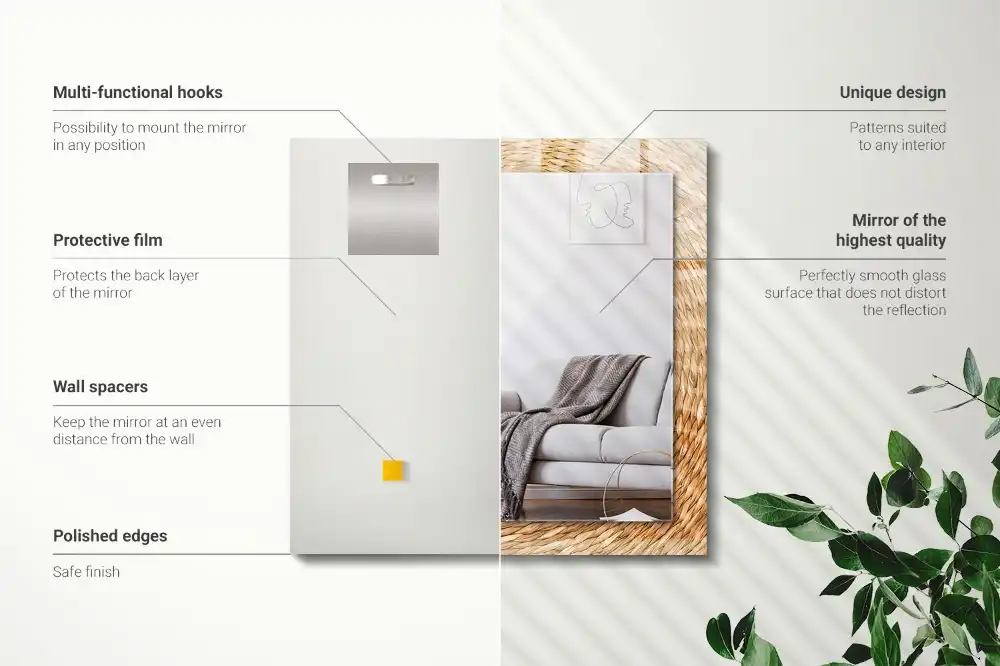 Rechteckiger dekorativer spiegel Weidengeflecht