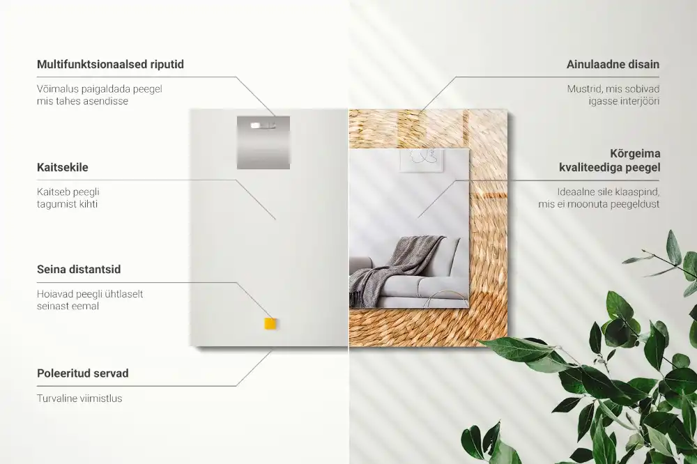 Rechteckiger dekorativer spiegel Weidengeflecht