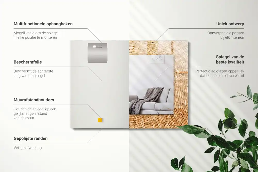 Rechteckiger dekorativer spiegel Weidengeflecht