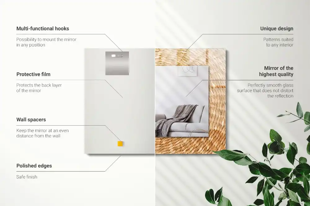 Rechteckiger dekorativer spiegel Weidengeflecht