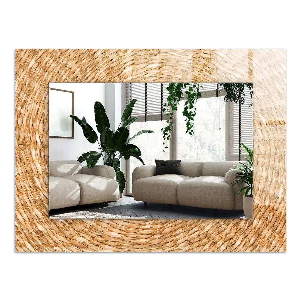 Rechteckiger dekorativer spiegel Weidengeflecht