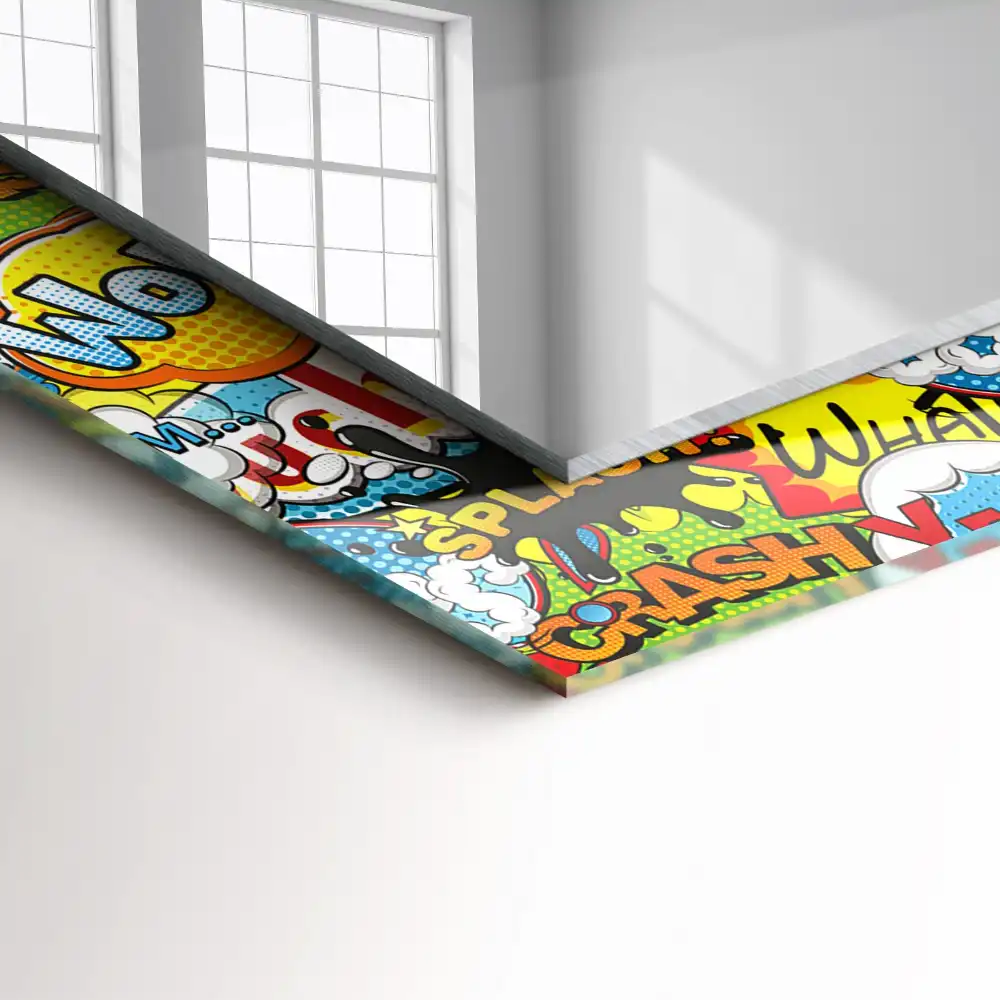 Spiegel mit rechteckigem aufdruck Bunte Comic-Sprechblasen
