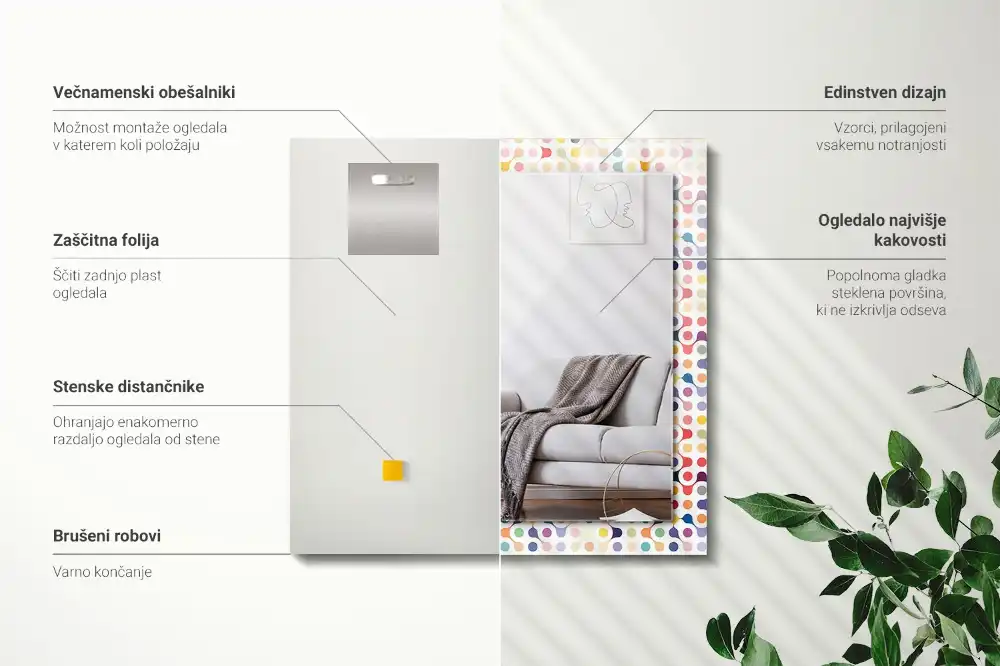 Rechteckiger spiegel Buntes geometrisches Muster