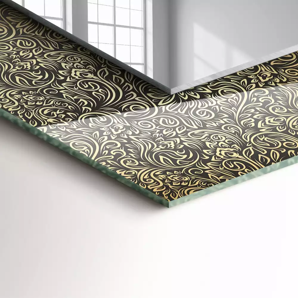 Rechteckiger spiegel Goldenes Ornamentmuster