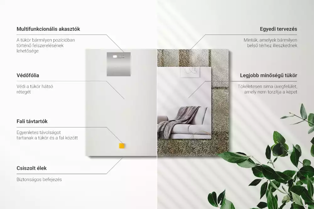 Rechteckiger spiegel Goldenes Ornamentmuster