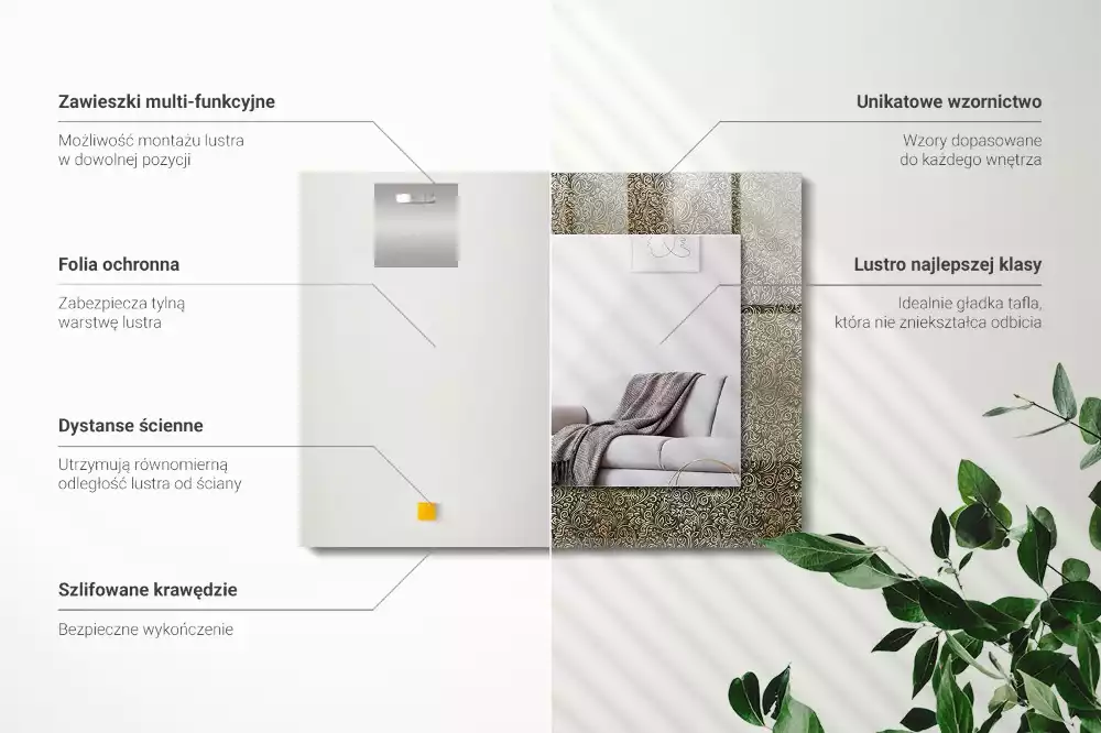 Rechteckiger spiegel Goldenes Ornamentmuster