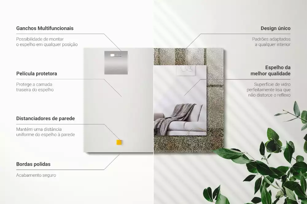 Rechteckiger spiegel Goldenes Ornamentmuster