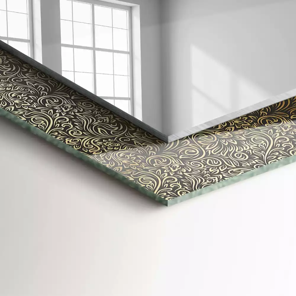 Rechteckiger spiegel Goldenes Ornamentmuster