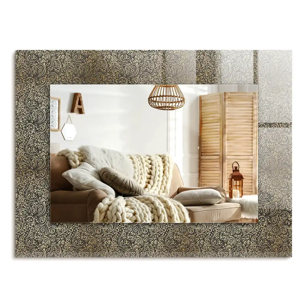 Rechteckiger spiegel Goldenes Ornamentmuster