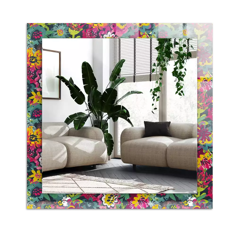 Spiegel mit rechteckigem aufdruck Bunte Blumenmuster