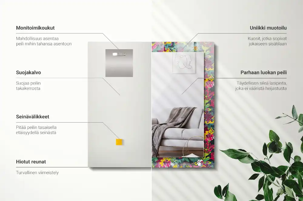 Spiegel mit rechteckigem aufdruck Bunte Blumenmuster