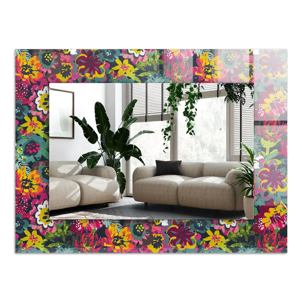 Spiegel mit rechteckigem aufdruck Bunte Blumenmuster