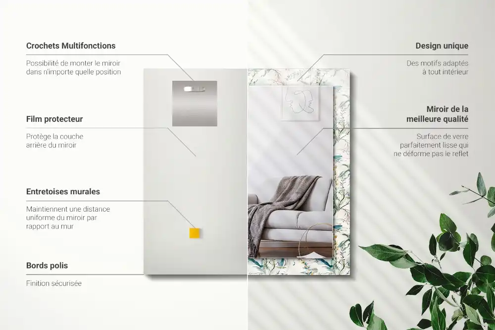 Rechteckiger spiegel Aquarell-Blumenmuster