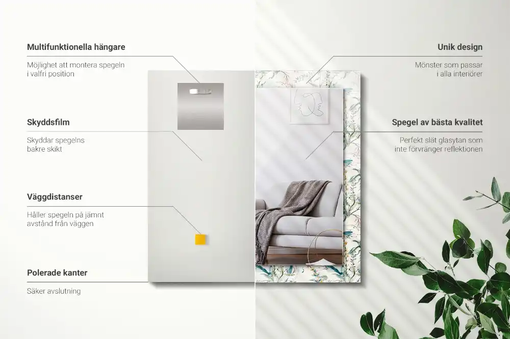 Rechteckiger spiegel Aquarell-Blumenmuster