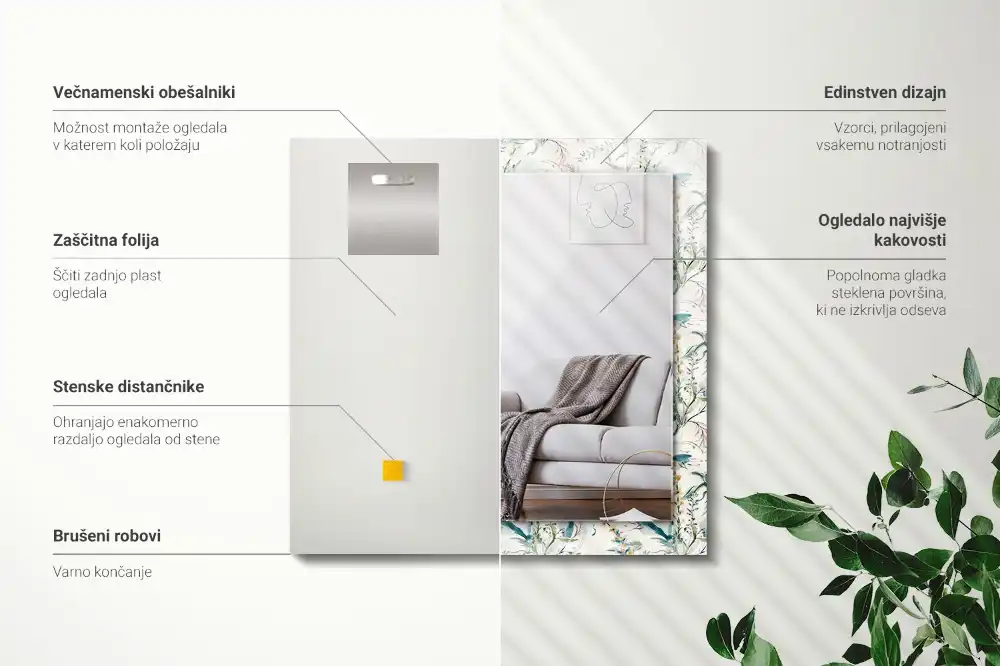 Rechteckiger spiegel Aquarell-Blumenmuster