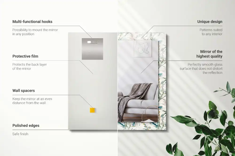 Rechteckiger spiegel Aquarell-Blumenmuster