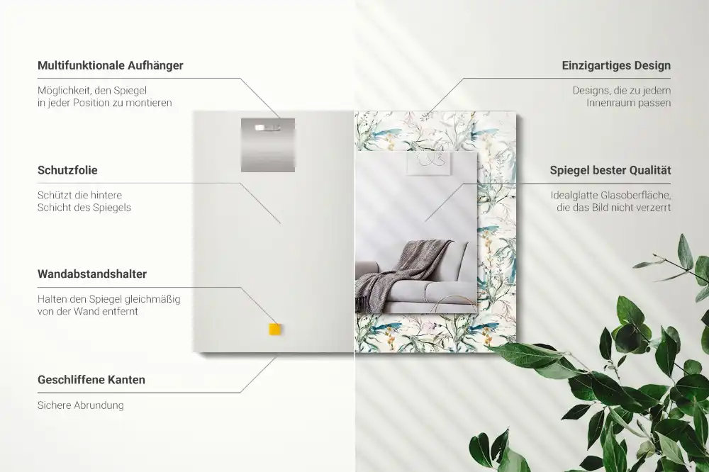 Rechteckiger spiegel Aquarell-Blumenmuster