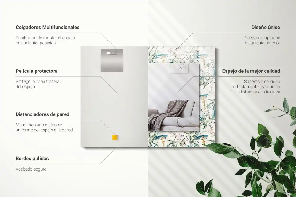 Rechteckiger spiegel Aquarell-Blumenmuster