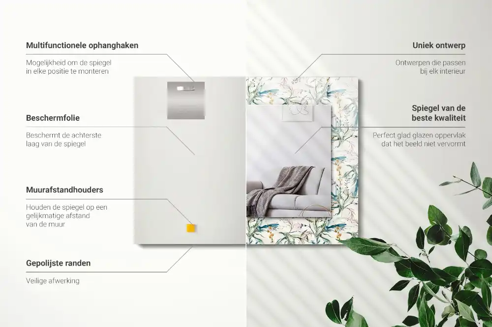 Rechteckiger spiegel Aquarell-Blumenmuster