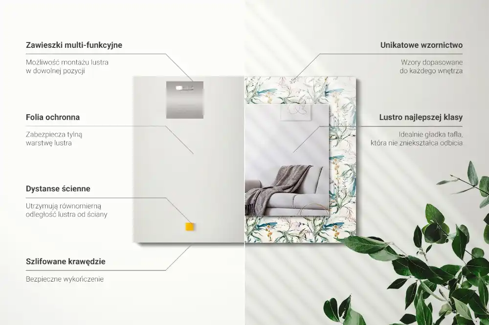 Rechteckiger spiegel Aquarell-Blumenmuster