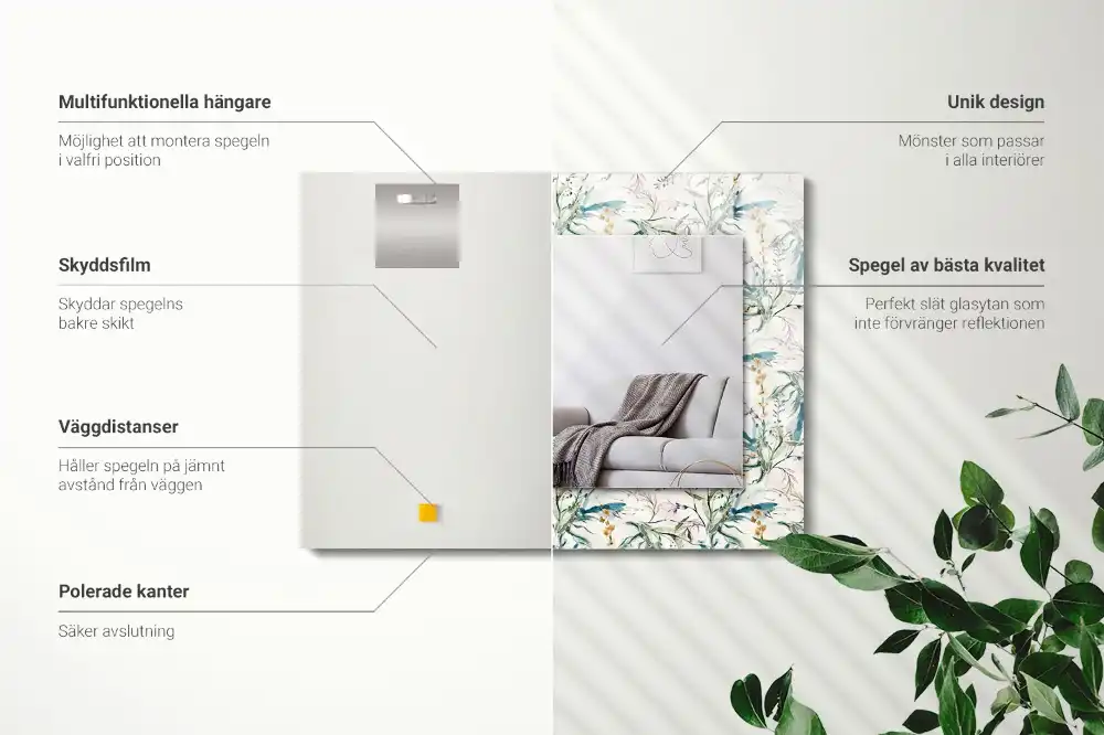 Rechteckiger spiegel Aquarell-Blumenmuster