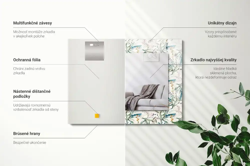 Rechteckiger spiegel Aquarell-Blumenmuster