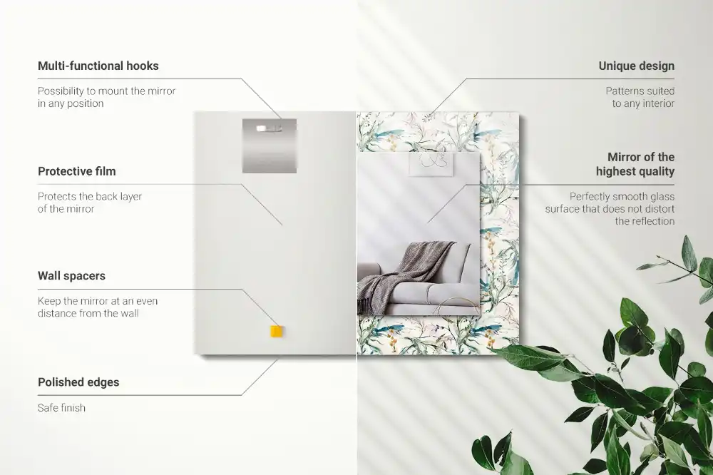 Rechteckiger spiegel Aquarell-Blumenmuster