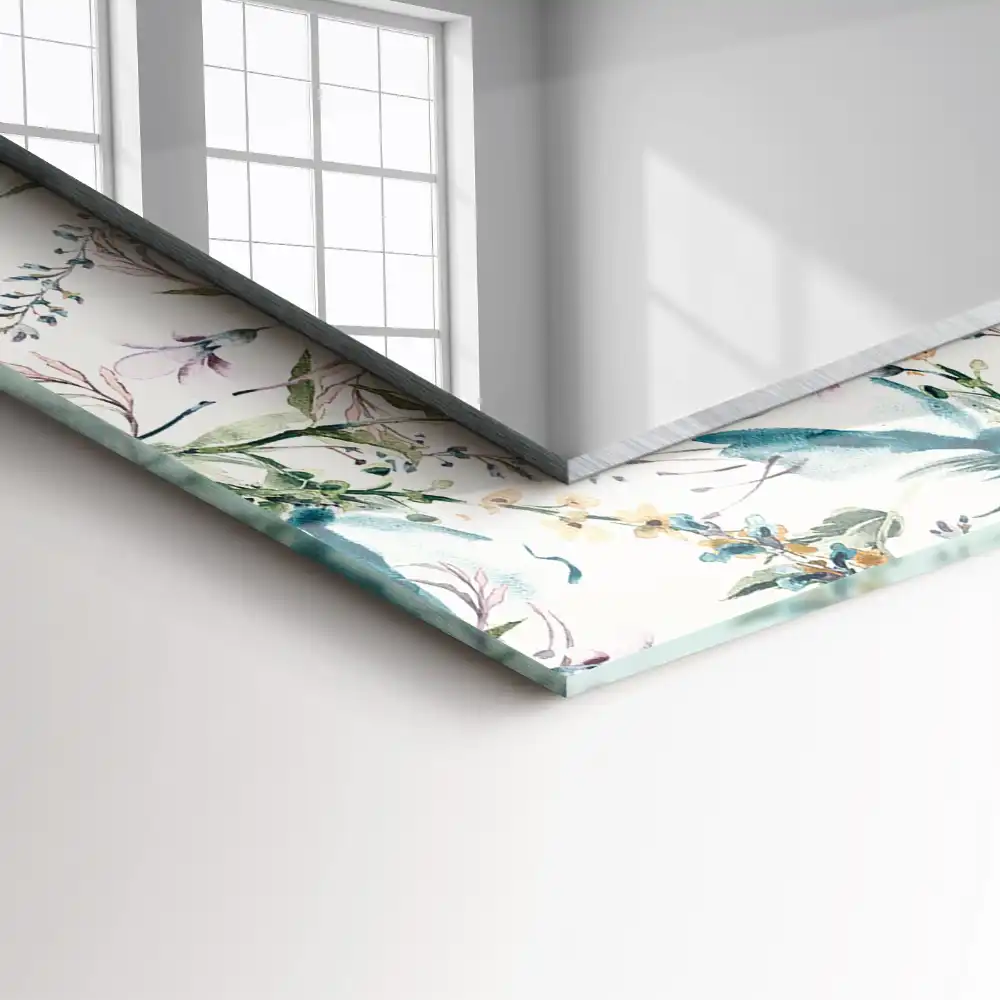Rechteckiger spiegel Aquarell-Blumenmuster