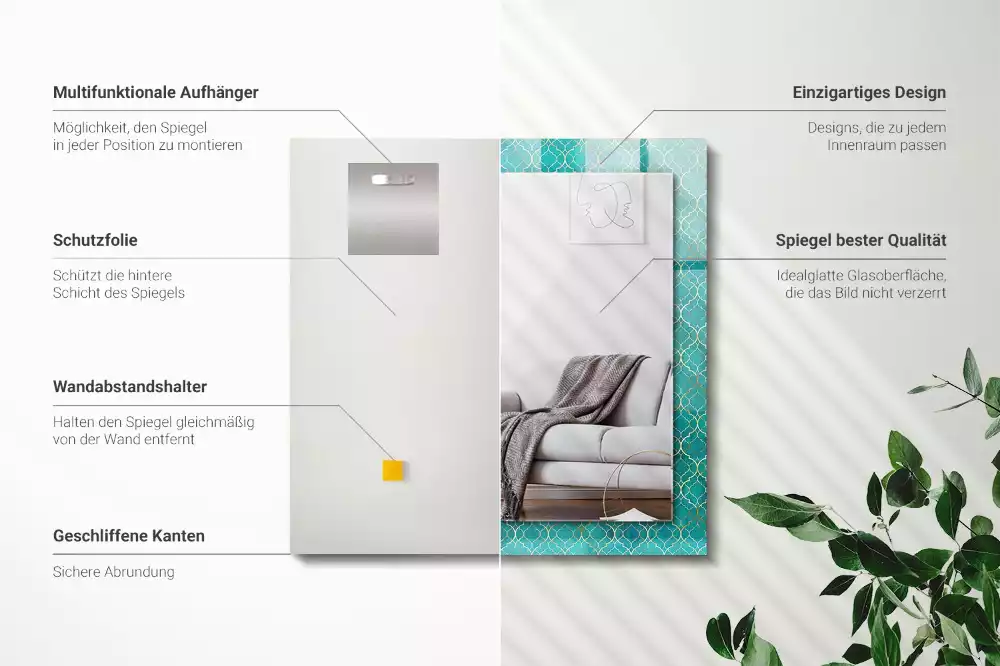 Rechteckiger dekorativer spiegel Grünes geometrisches Muster